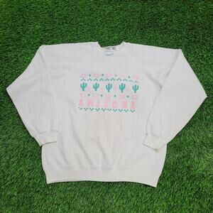 Vintage Arizona Cactus Sweatshirt Womens Large 21x23 White